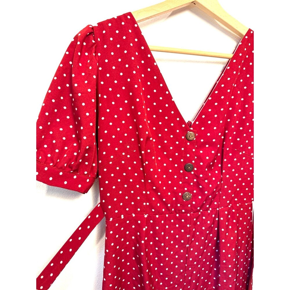 Red polkadot button up dress - Picture 5 of 12